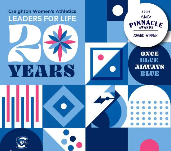 20 years leaders for life Creighton Women's athletics poster graphic